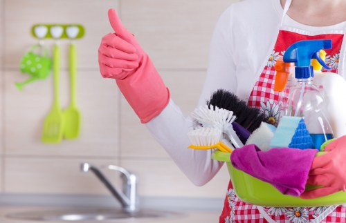 Local cleaning team working in a Wimbledon property with access considerations