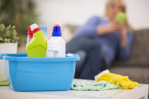 Local cleaning team preparing a Wimbledon property after building work