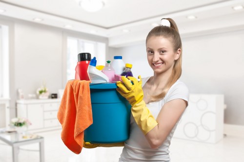 Cleaner removing grease from an oven door in Wimbledon